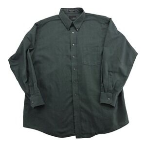 Bill Blass Wrinkle Free Oxford Green Button Up Long Sleeves Shirt Mens 18 34/35